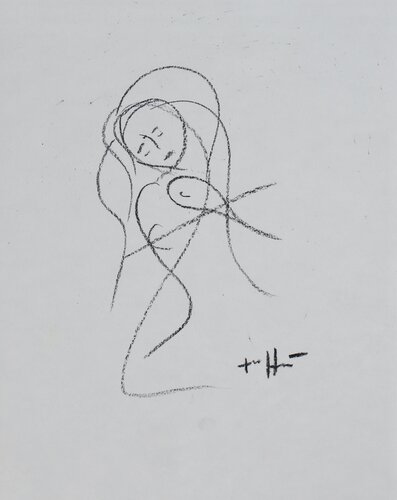 She’s playing the violin by Laszlo Hamori, Work on Paper for Sale on Singulart