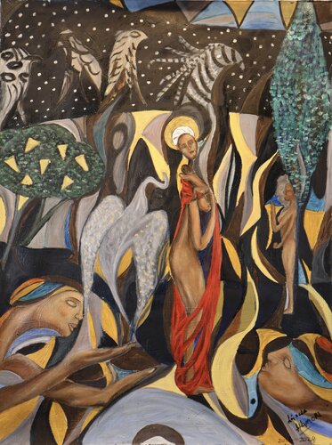 I am at the garden van Laszlo Hamori, Schilderij te koop op Singulart