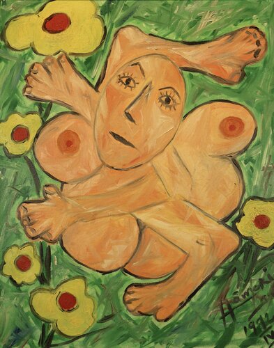 Playing in the Garden van Laszlo Hamori, Schilderij te koop op Singulart
