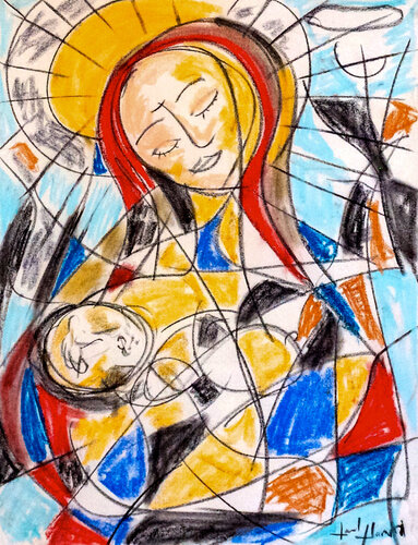 madonna and child  2 by Laszlo Hamori, Print for Sale on Singulart