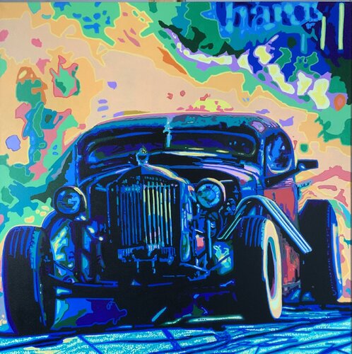 Rat rod drag Strip van Ludo Knaepkens, Schilderij te koop op Singulart