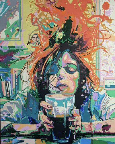 Caffeine Boost van Ludo Knaepkens, Schilderij te koop op Singulart
