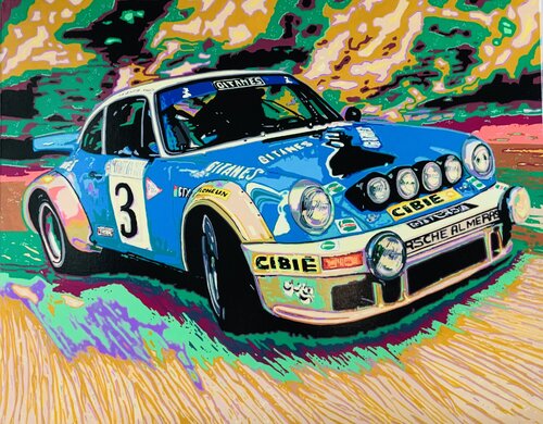 Porsche 911 at Ralley Monte-Carlo di Ludo Knaepkens, Pittura in vendita su Singulart