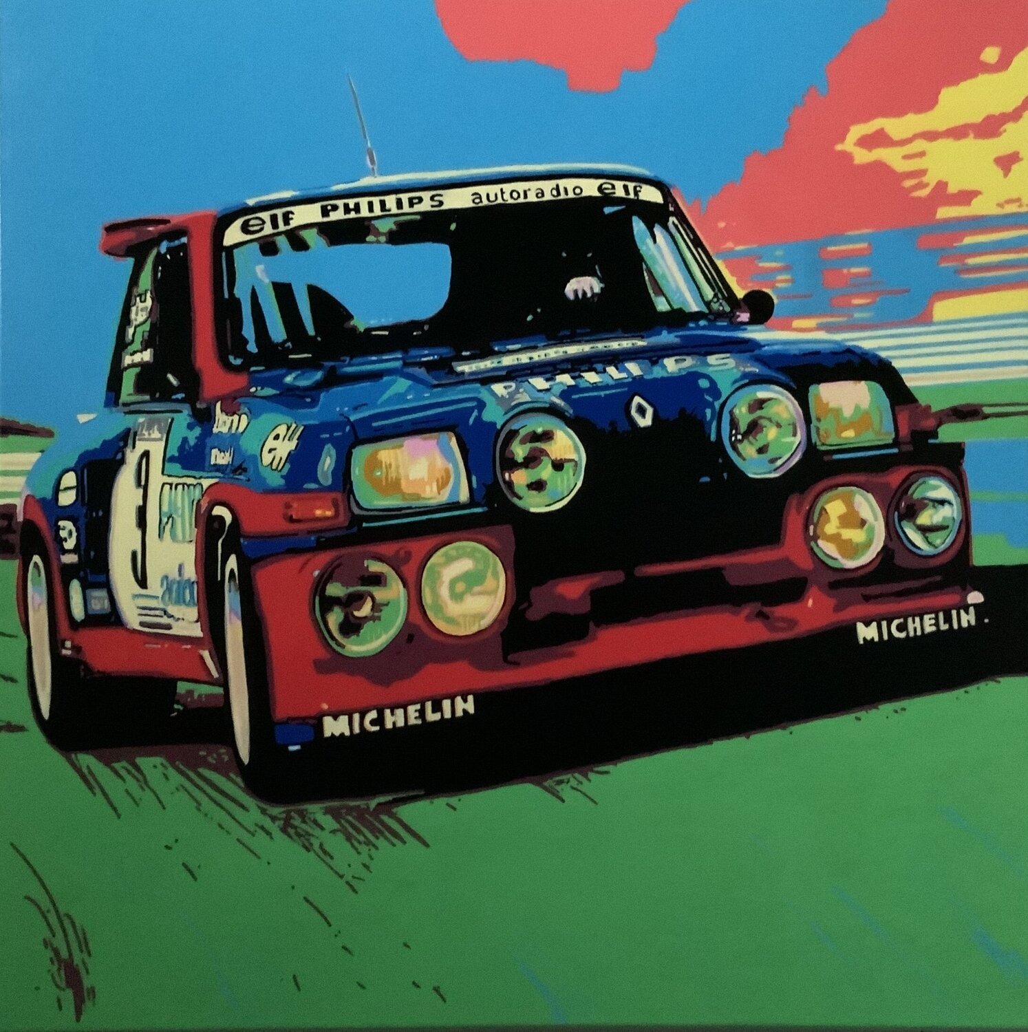 “Renault 5 Turbo Rally” Ludo Knaepkens Originalgemälde zu verkaufen