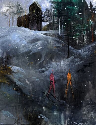 Skiers di Andranik Shahjanyan, Pittura in vendita su Singulart
