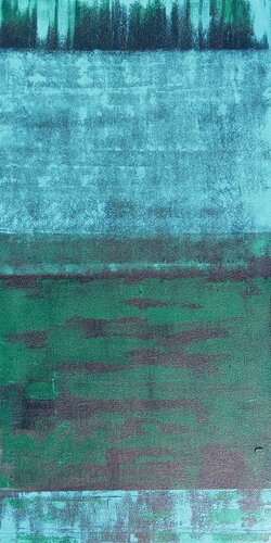 A green warm SCARF, ABSTRACT TEXTURED PAINTING van Valentyna Kniazieva, Schilderij te koop op Singulart