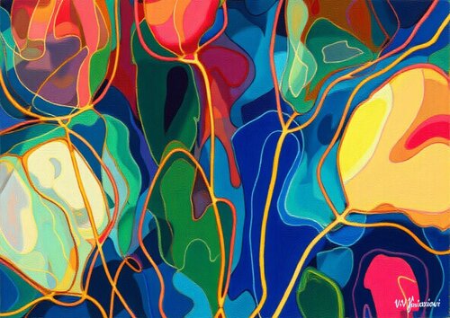 Jazz style flowers #2 von Valentyna Kniazieva, Malerei kaufen auf Singulart