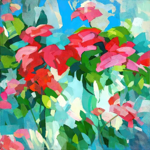 The rays touch the leaves #2 di Valentyna Kniazieva, Pittura in vendita su Singulart