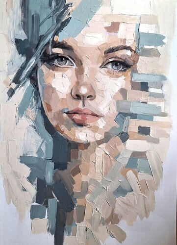 Woman portrait: Olga van Valentyna Kniazieva, Schilderij te koop op Singulart
