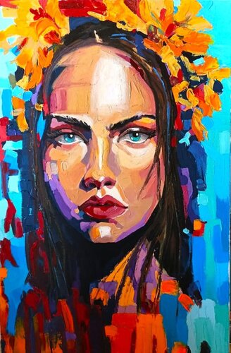 Woman portrait: Mariia van Valentyna Kniazieva, Schilderij te koop op Singulart