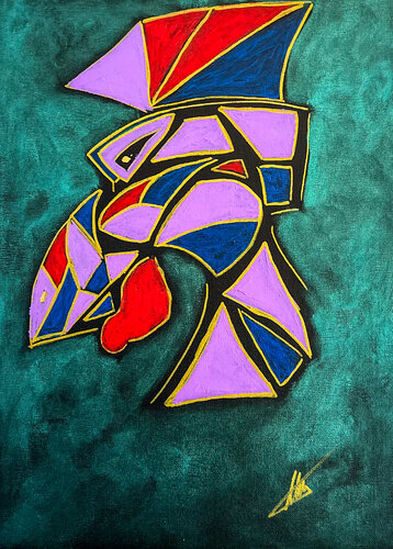 Party animals: Rooster de Maksim Gorshkov, Pintura a la venta en Singulart