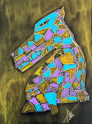 Party animals: wolf by Maksim Gorshkov, Painting for Sale on Singulart
