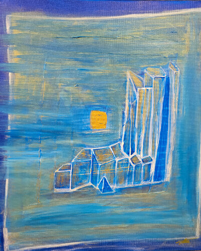 Blueprint in the sky de Maksim Gorshkov, Pintura a la venta en Singulart