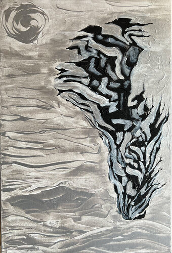 Old tree, foggy night van Maksim Gorshkov, Schilderij te koop op Singulart