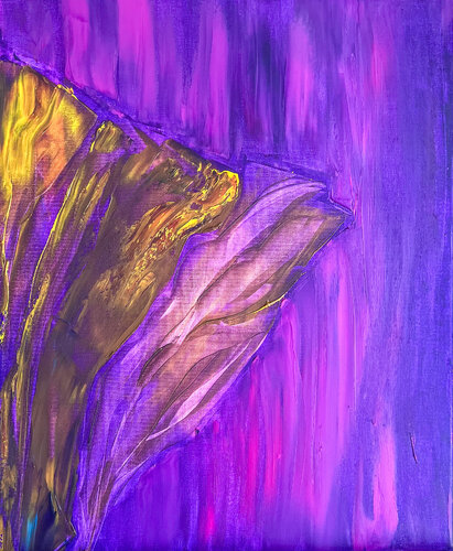 Gentle flower in purple and gold van Maksim Gorshkov, Schilderij te koop op Singulart