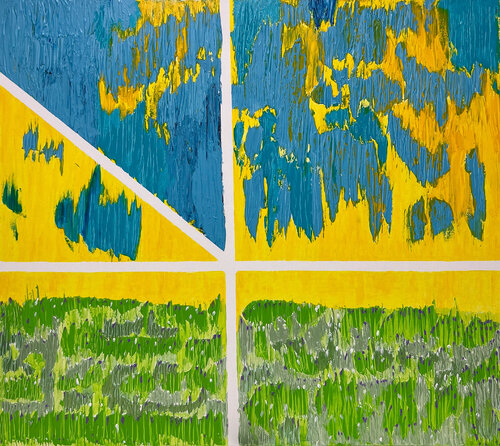 Hot spring day, window, irises von Maksim Gorshkov, Malerei kaufen auf Singulart