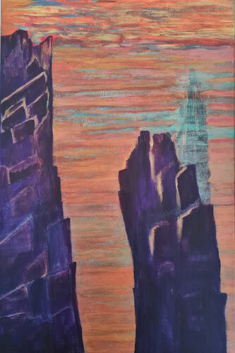Sunset, rocks, seaside di Maksim Gorshkov, Pittura in vendita su Singulart