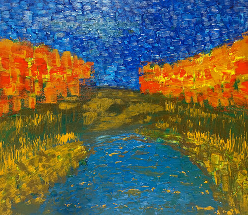Autumn, pond van Maksim Gorshkov, Schilderij te koop op Singulart