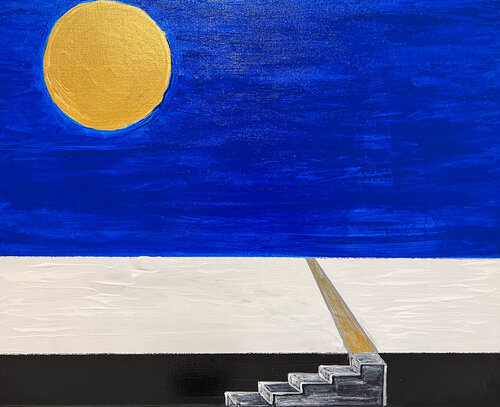 Path to the Golden Horizon: A Minimalist Vision de Maksim Gorshkov, Pintura a la venta en Singulart