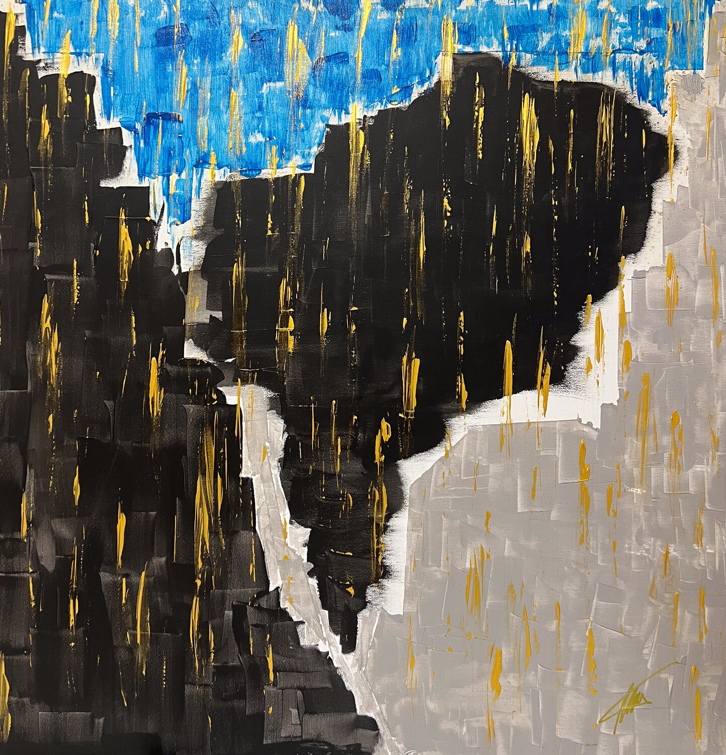 Rocks, Sky and drops of Gold Maksim Gorshkov Originalgemälde zu verkaufen