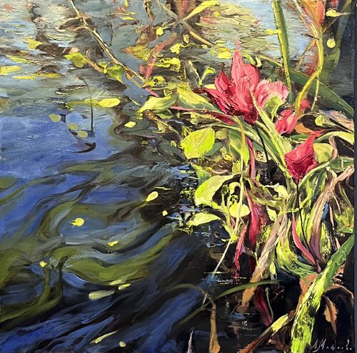 CRIMSON OASIS di Elena Agraphiotis, Pittura in vendita su Singulart
