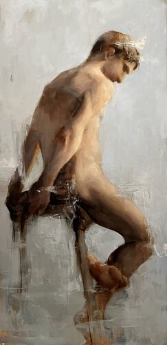 NUDE MALE FIGURE di Elena Agraphiotis, Pittura in vendita su Singulart