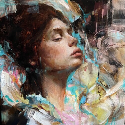 BREATHING IN - FEMININE BEAUTY by Elena Agraphiotis, 油畫 for Sale on Singulart