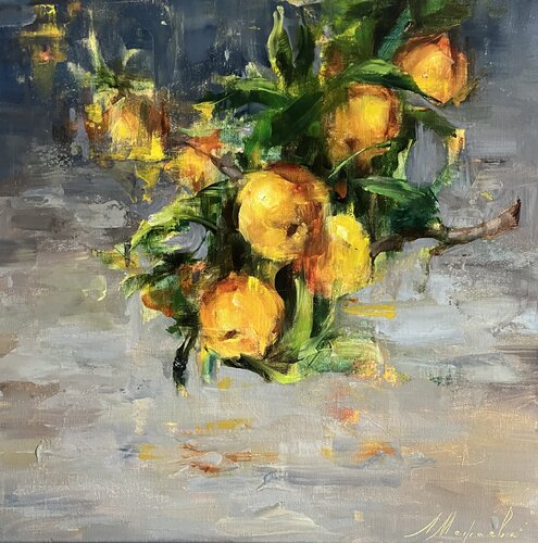 BRANCH WITH YELLOW APPLES van Elena Agraphiotis, Schilderij te koop op Singulart