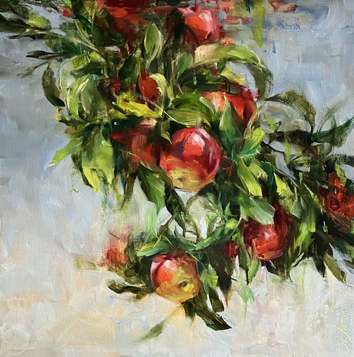 RED CRISPY APPLES van Elena Agraphiotis, Schilderij te koop op Singulart