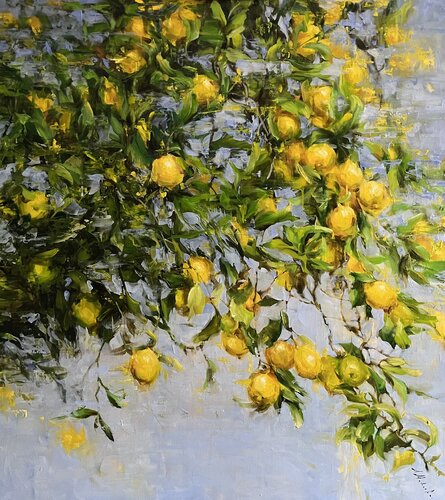 SUNLIGHT BREEZE - LEMONS van Elena Agraphiotis, Schilderij te koop op Singulart