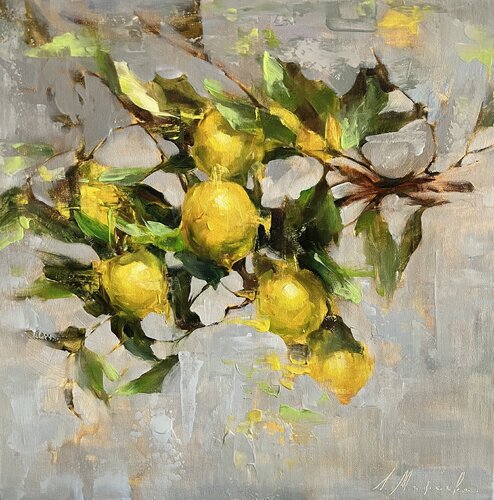 BRANCH WITH LEMONS van Elena Agraphiotis, Schilderij te koop op Singulart