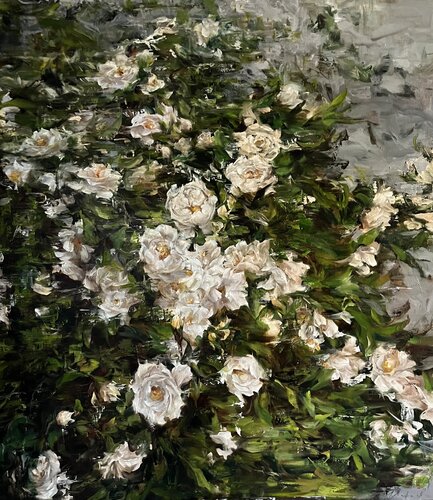 WHITE GARDEN ROSES di Elena Agraphiotis, Pittura in vendita su Singulart