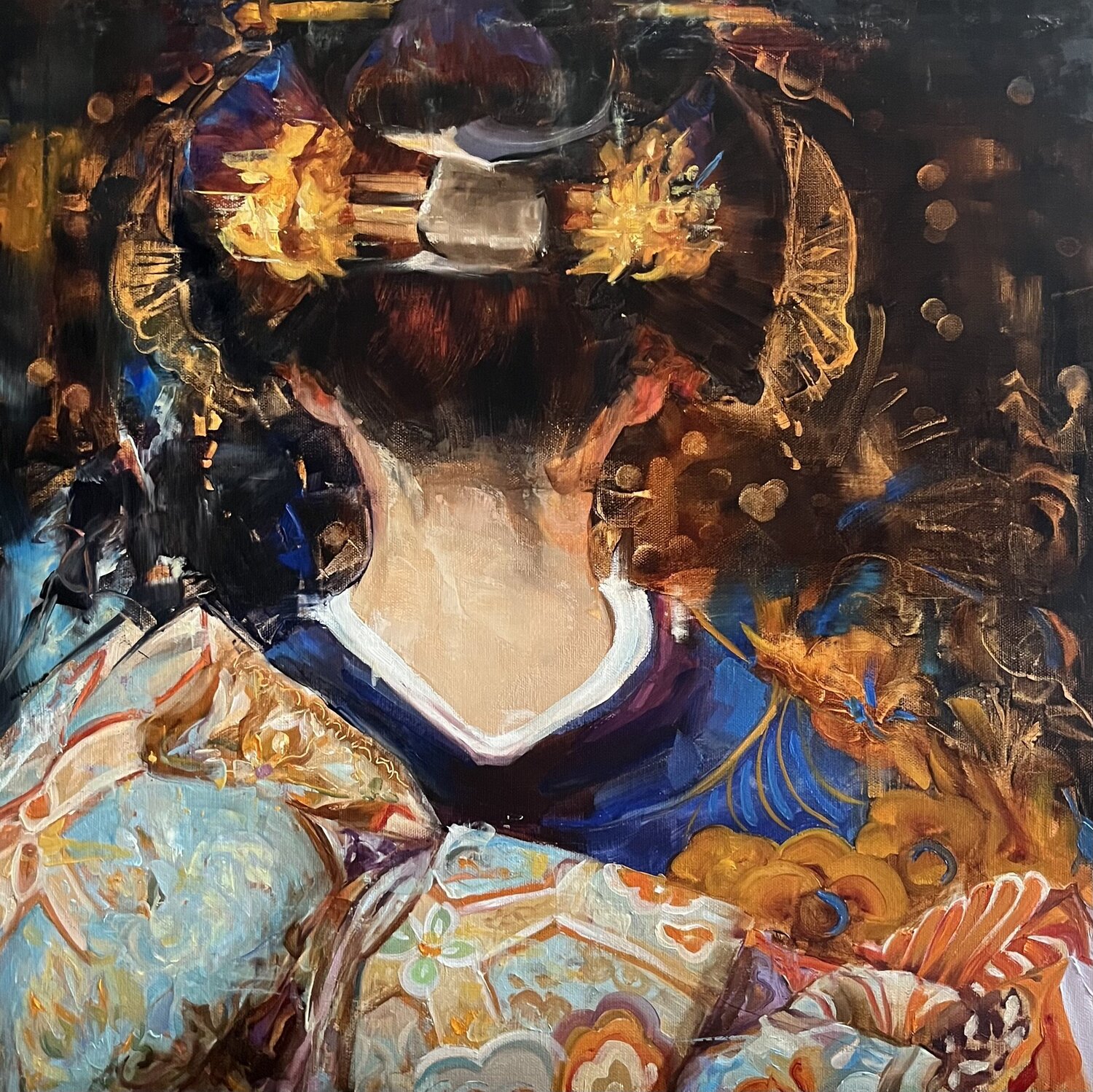 MISTIE APPEARANCE - GIRL IN KIMONO Elena Agraphiotis Dipinto originale in vendita