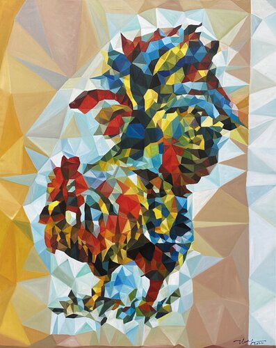 Stately Cock 1 van Thuy Nguyen, Schilderij te koop op Singulart