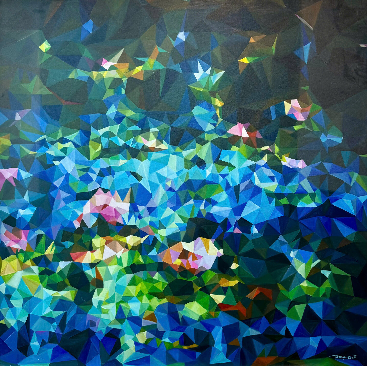 Crystal Lotus 4 Thuy Nguyen Peinture originale à vendre