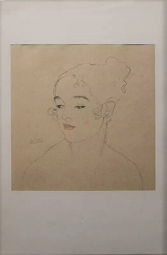 Skizze zu einem Kinderporträt (rot und blau getönt). Sketch of a child portrait (red and blue tinted). van Gustav Klimt, Afdruk te koop op Singulart