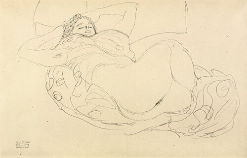Reclining female nude van Gustav Klimt, Afdruk te koop op Singulart
