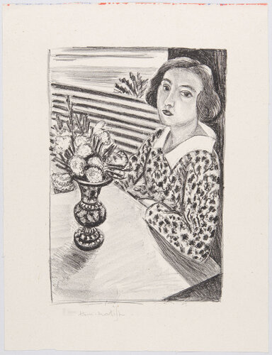 Young Woman Sitting with Bouquet of Flower van Henri Matisse, Afdruk te koop op Singulart