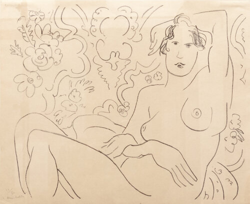 Nu assis, bras gauche sur la tete van Henri Matisse, Werk op papier te koop op Singulart