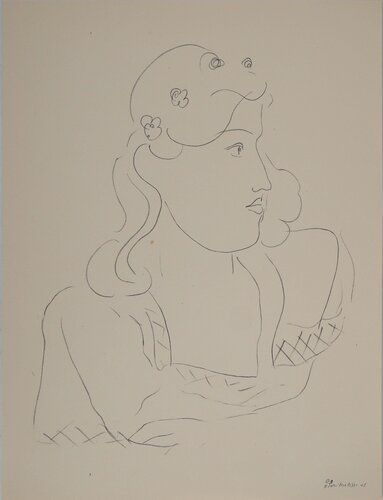 Jeune fille à la couronne de fleur, Lithographie signée by Henri Matisse, Print for Sale on Singulart