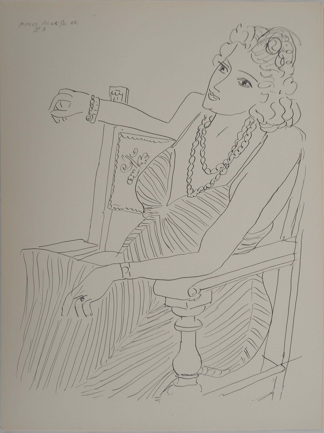 Femme attentive, Lithographie signée Henri Matisse Impresión en venta