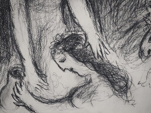La jeune femme et sa servant di Marc Chagall, Stampa in vendita su Singulart