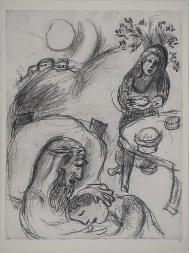 La Bible, Le jeune homme et son père, Isaac et son fils, Héliogravure by Marc Chagall, Print for Sale on Singulart