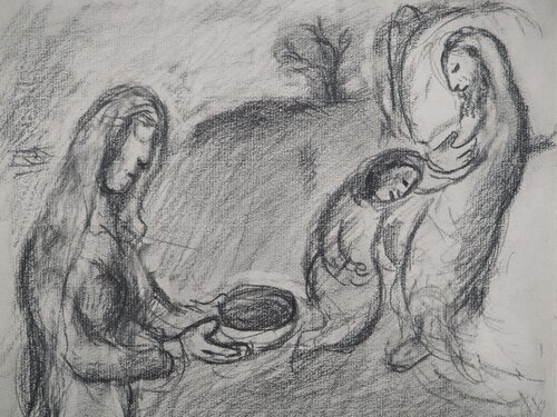La Bible : Le baptême de Jaco di Marc Chagall, Stampa in vendita su Singulart