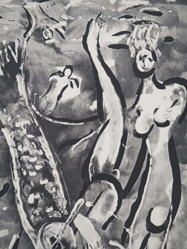 Le déluge : Le poisson et une femm di Marc Chagall, Stampa in vendita su Singulart