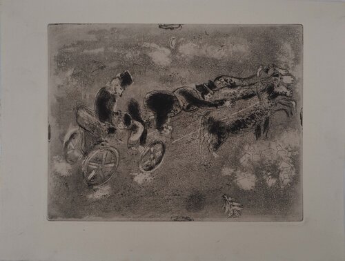 Voyage au clair de lune, Gravure originale Marc Chagall