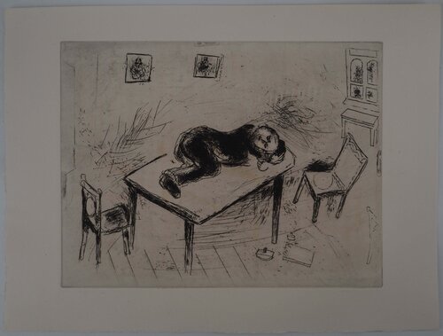 Une sieste spartiate, Gravure originale Marc Chagall
