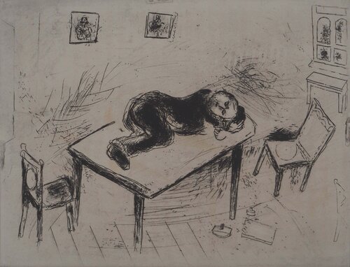 Une sieste spartiate, (Tchitchikov couchait au bureau) Marc Chagall