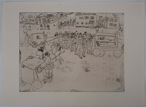 Le convoi funèbre, Gravure originale signée Marc Chagall