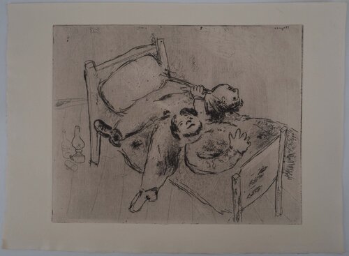 Etendus sur le lit Marc Chagall